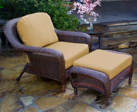 SEA PINES CLUB CHAIR, OTTOMAN AND SIDE TABLE BUNDLES-JAVA WICKER